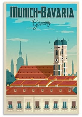 ONOTIO München Bayern Deutschland Vintage Reise Poster Landschaft 20 x 30 cm Wandkunst Bild Kunstdruck Leinwand Kunst Poster Modern Familie Schlafzimmer Dekor Poster