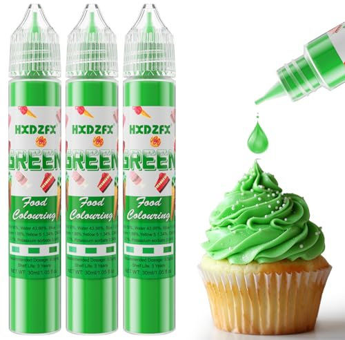 Black Food Colouring - 30ml×3 Bottles Concentrated Food Colouring Liquid for Baking, Cake Decorating, Candy, Macaron, Icing and Cooking (Green, 3 Bottles x 30ml)