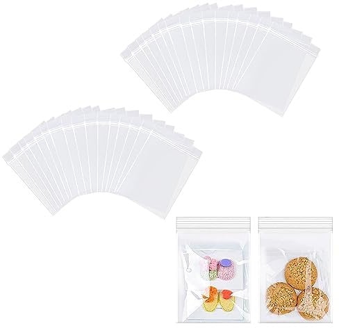 NAYAGOGO 100 Pcs Ziplock Bags - 5 x 7 cm Clear Sealable Storage Pouches, Plastic Seal Bags for Kitchen Storage, Jewellery, Diamond Painting, Small Cookies and Candies