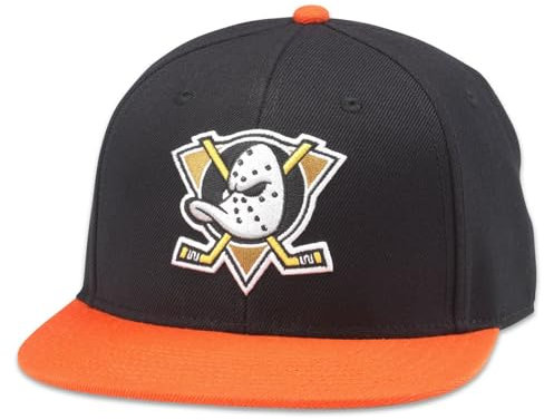 American Needle NHL National Hockey Team Baseball Hat Adjustable Snapback Trucker Cap 400 Series Collection, Anaheim Ducks (Schwarz/Orange), Einheitsgr��e