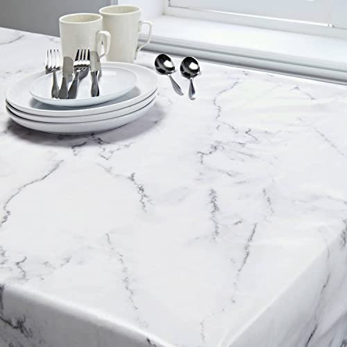 PaMeer Marble Grey Wipe-Clean Tablecloth Stylish, Stain-Resistant, and Perfect for 4-6 Seater Tables - 132x178cm, for Party Picnic Kitchen Dining Room