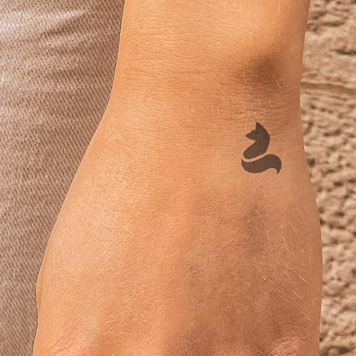 Inkster® Schwarzer Fuchs Tattoo | Temporäres Tattoo mit EU-Kosmetikzertifizierung | wasserfest + vegan | revolutionäres 2-Wochen-Tattoo | Fake Tattoos und Klebetattoos für Erwachsene