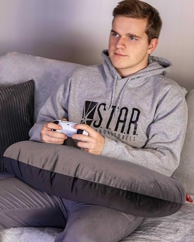 Gamewarez Gamerpad DoubleFace mit Polyesterwatten Füllung, Ergonomisches Armstützkissen für lange Gaming-Sessions, Unterstützung des, Nacken, Handgelenke und Hände - Farbe Grau, Made in Germany