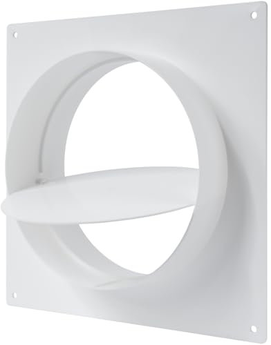 Vent Systems 150 mm / 6 Inch - Air Vent Duct Connector Flange - Plastic Ventilation Pipe With Valve - Ducting Connector for Round Flexible or Straight Pipes, Ventilation System HVAC