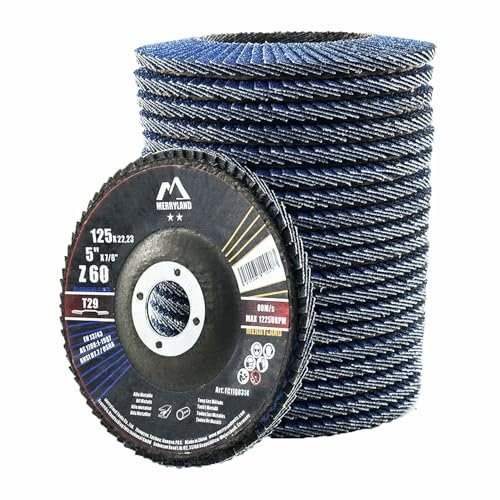 Merryland Dischi Lamellari 125 Ferro Metallo per Smerigliatrice Angolare, 125mm Grana 60 T29 Disco Lamellare 20 Pezzi, Corindone Zirconio Blu Acciaio INOX Dischi Abrasivi, Craft-Line FC1108314-20
