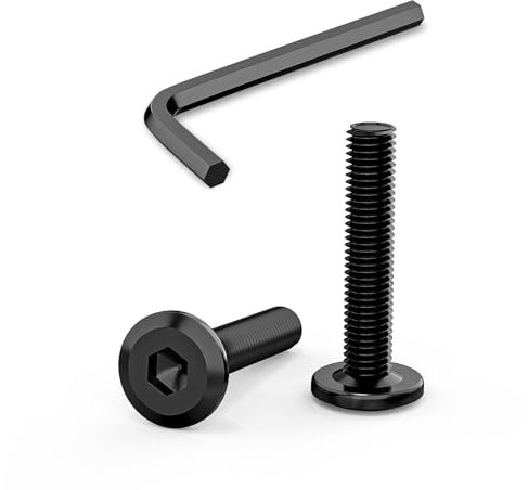 30 Stück Schrauben M5 x 25 mm, Flachkopfschrauben M5 Innensechskant Edelstahl A2 V2A Vollgewinde Schwarzes Oxid mit Innensechskantschlussel