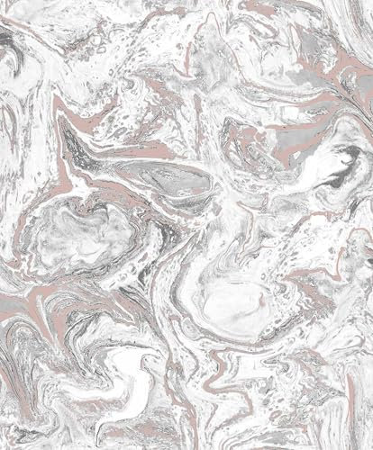 Rokya AM6502 Liquid Marble Rose Gold Wallpaper Luxurious Designer Style