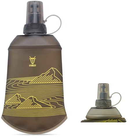 UTOBEST Soft Water Bottle 200ml - 1 Pack Collapsible Soft Flask - Leakproof, Foldable, Food-Grade TPU, BPA Free, Easy to Clean, Handheld Running Water Bottle for Hiking Cycling Marathon