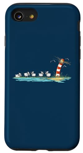 Leuchtturm Meer Und Schafe Maritim Möwe Nordsee Urlaub Hülle für iPhone SE (2020) / 7 / 8