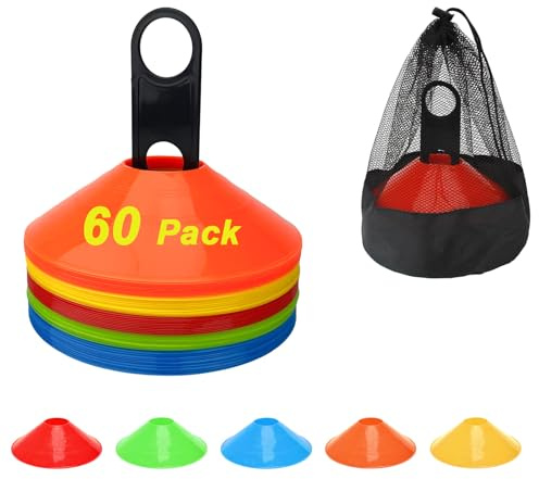 BIRDDIE Fussball Hütchen markierungshütchen mit Ständer Netztasche | Aus PE-Material, stoß- und druckfest, leicht zu verstauen, geeignet für Hockey, Eislaufen, Leichtathletik usw.