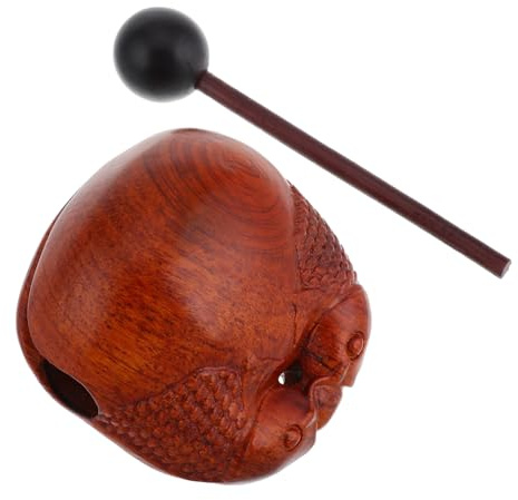 Holzfisch Meditationsblock für Büroarbeiter, Braun | Vintage Design, Robust und Vielseitig, für Meditation und Büro, Klopfendes Instrument mit Fokuswirkung Zufällige Farbe