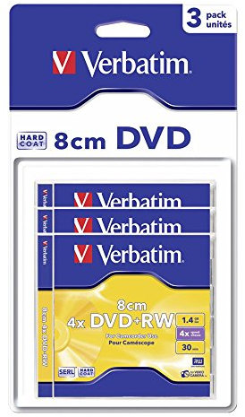 Verbatim 43594 DVD+RW 8 cm Serl 4X 30 min Scratch guard / Hard coated 1,46 Go Blister Pack de 3