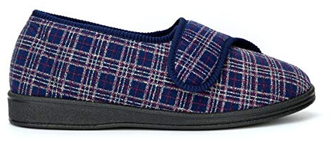 Sleepers Mens Julian II Touch Fastening Washable Memory Foam Wide Fit Slipper with Outdoor Sole Navy