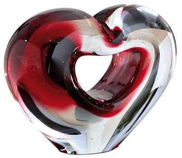 Briefbeschwerer klein Herz in Klar / Pink