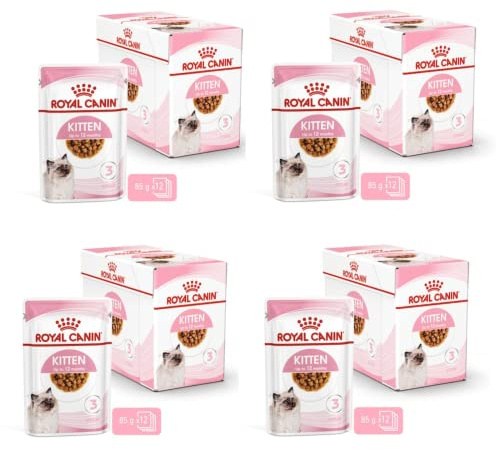 Royal Canin Kitten Nassfutter | 4er Pack | 4 x 12 x 85 g | Feine Stückchen in Soße | Alleinfuttermittel für Kitten | Speziell für Katzenwelpen ab der zweiten Wachstumsphase bis zum 12. Monat
