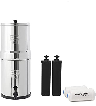 Complete Travel Berkey Water System,2x black purifiers ~2x PF-2 Fluoride filter~