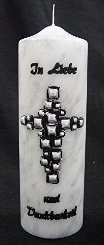 Trauerkerze mit Wachsmotiv ca. 250/80mm