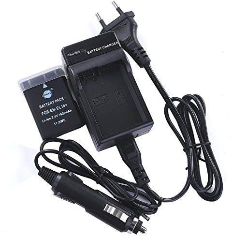 DSTE Ricambio Batteria + DC111E Caricabatteria Compatibile per Nikon EN-EL14 ENEL14 D3100 D3200 D3300 D5100 D5200 D5300 D5500 P7000 P7100 P7200 P7700 P7800