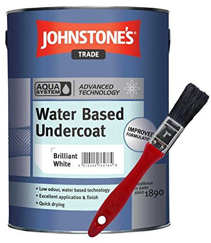 Johnstone's Trade Aqua Water Based Undercoat Brilliant White 1L with Avenue touch up brush