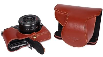 Handgemachte echte Echtleder Voll Kamera Tasche Abdeckung für Panasonic GX85 GX80 GX7 II mit X14-42mm Objektiv unten offen Braun Farbe