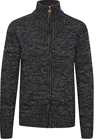!Solid SDPomeroy Herren Strickjacke Cardigan Grobstrick Pullover mit Stehkragen Reißverschluss 100% Baumwolle Regular fit, Größe:S, Farbe:Black (9000)
