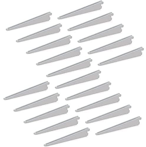 Emuca 7908512 Supponti per mensola con profilo cremagliera doppia perforazione passo 32mm, Bianco, 170mm, Set di 20 pezzi
