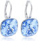 Ohrringe 925 Silber Kristalle Kissenschliff Blau Light Sapphire kurze Ohrhänger NOBEL SCHMUCK