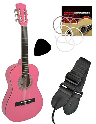 TIGER CLG6-PK-NB Childrens 1/2 Size Classical Guitar - Pink - Now with 6 Months Free Lessons Included