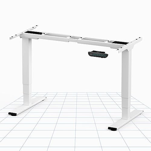 FLEXISPOT Dual-Motoren, höhenverstellbarer elektrischer Stehpult mit Memory-Smart-Panel, großer Hebebereich EC5-Serie, Metall, 3-stufiger Rahmen|weiß, E5W-UK
