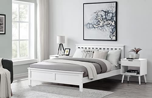 Furniturebox UK Azure Bed - Grey/White Wooden Solid Pine Quality Single Double King Bed Frame (White, Double Bed Size Frame)