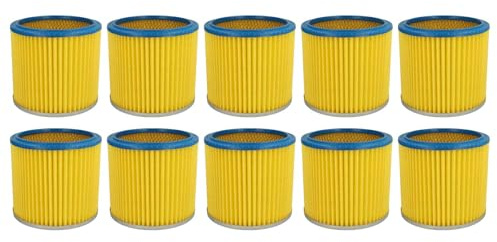 vhbw 10x Faltenfilter kompatibel mit Shop-Vac 7408 P | Plus 1001, Super 615 S2, Euromac V 10, Hobby Vac 1000 Staubsauger - Patronenfilter Blau Gelb