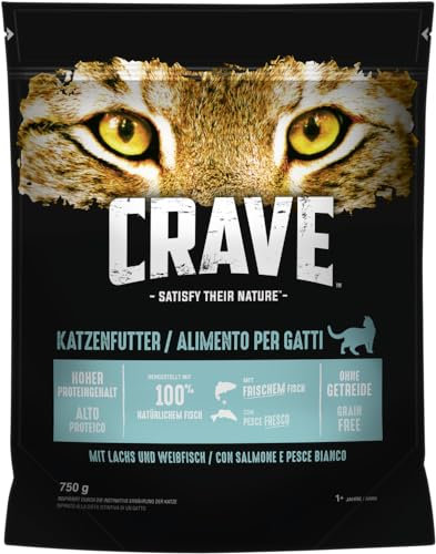 Crave Katzenfutter Trockenfutter Adult 1+ Mit Lachs & Weißfisch, 1 Beutel (1 x 750g)