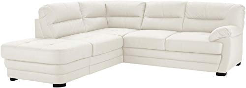 Mivano Ecksofa Royale / Zeitloses Schlafsofa in L-Form mit Bettfunktion, Stauraum, Ottomane und hohen Rückenlehnen / 246 x 90 x 230 / Lederoptik, weiß