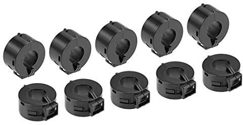 sourcing map Clip de cable de filtro de supresión de ruido RFI EMI con clip de anillo de núcleos de ferrita de 15 mm, negro 10 piezas