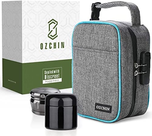 OZCHIN Geruchsdichte Tasche mit Zahlenschloss, abschließbarer Boxbeutel, Reise-Aufbewahrungskoffer, Aktivkohlebeutel (23 x 16 x 12 cm), Frauen Männer