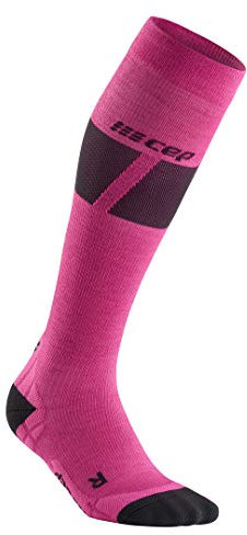 CEP – SKI Ultralight Socks Redesign für Damen | Innovative Skisocken für EIN besseres Fahrgefühl in pink/dunkelgrau | Größe III