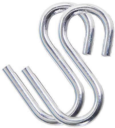 Alicer - Gancio per amaca, 2 pezzi, in acciaio INOX, a forma di S, portatile