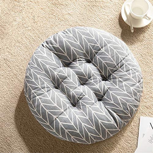Nicole Knupfer 2 Stück Rund Stuhlkissen, Baumwolle und Leinen Sitzkissen 40/45/50 cm Auflage Sitzauflage Polster Tatami Kissen für Indoor und Outdoor (O,Durchmesser 50 cm)