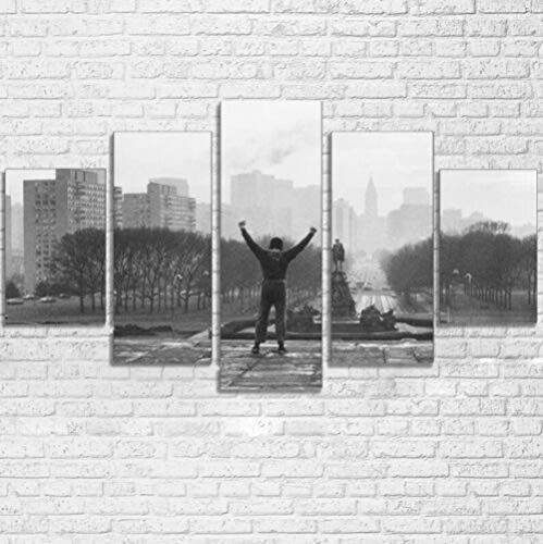 YUANJUN Wanddekoration Design Wandbild 5 Teilig Premium Poster Stilvolles Set Mit Passenden Bilder Als Wohnzimmer Deko Bilderrahmen Leinwandbild Der Verlierer-Boxer Der Rocky Balboa-Filmfigur