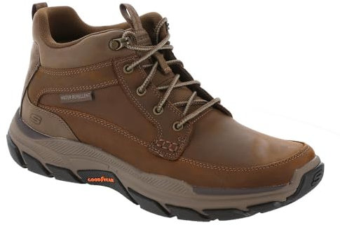 Skechers Respected Boswell, Stivali Uomo, Dark Brown Leather W Synthetic, 47.5 EU