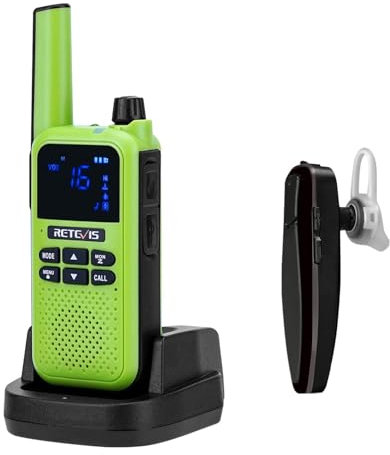 Retevis RA619 Bluetooth Walkie Talkie, Vibration Alert, SOS, Cycling, 1400mAh Rechargeable Battery, One-Key Pairing, Green, 1Pcs