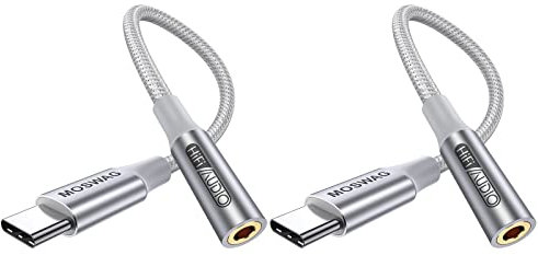 MOSWAG USB C auf 3,5mm Kopfhöreranschluss Adapter (2 Stück), USB C auf Aux Audio Dongle Kabel Kompatibel mit Pixel 4 3 2 XL, Samsung Galaxy S21 S20 Ultra S20 + Note 20 10 S10 S9 Plus iPad Pro