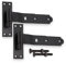 Infinity Decor Cranked or Straight Heavy Duty Hook and Band Iron Gate Hinges Pair - Epoxy Black (2 x 8 CRANKED Hinges)