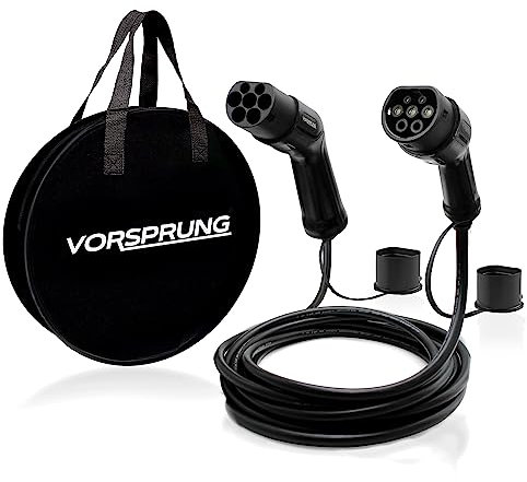 VORSPRUNG® Rapid EV Charging Cable, Type 2 T2 Charging 10M – 10 metre, 32 amp, 7.68kW EV Car Charging Cable, Technology, Fast Electric Vehicle Charging Cable - with Free Carry Bag (UK Seller)