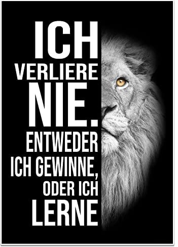 wandmotiv24 Poster als Wanddeko, Größe Din A1, Verlieren oder gewinnen, Löwe, Moderne Wanddeko, Wandbilder, Deko, Bild M0091