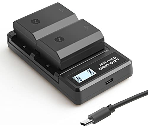 NP-FZ100 Akkus und Smart LED Dual USB Ladegerät für Sony Alpha A7III A7IV A7RIII A7R3 A7R IV A7C A7S,7III 7IV 7RIII 7R3 7R IV 7C 7S α7C, 6700 6600 A6700 A6600 A9 A9R A9S 9 9S 9R Kamera (2 Stück)