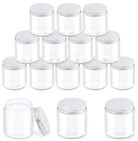 Glarks Lot de 12 bocaux en verre de 118 ml avec couvercles, cosmétiques, lotions et pommades