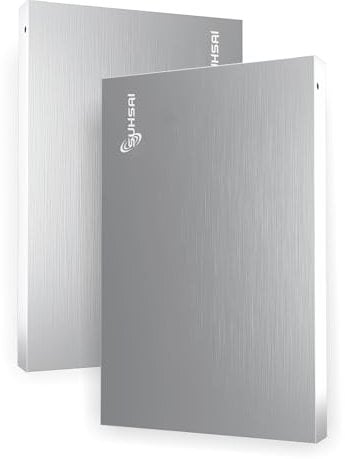 SUHSAI Disque Dur Externe Portable USB 2.0 Disque Dur de Stockage 500 Go Disque Dur de Transfert de données Haute Vitesse Compatible avec PC, Mac, Windows, Ordinateur de Bureau (Argent)