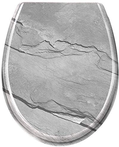 UISEBRT WC-Sitz mit Absenkautomatik Toilettensitz Premium Toilettendeckel Antibakteriell Klodeckel Klobrille aus Duroplast, Marmor