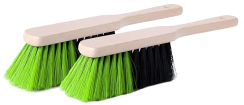 Garronda Corta Escobilla de Limpieza Corta de Madera con Cerdas Sintéticas Juego de 2 Piezasi (Negro/Verde)